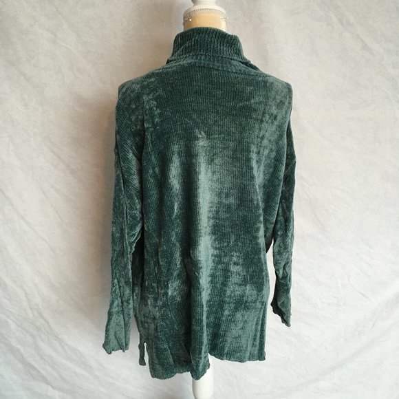525 America Vtg 90s Chenille Turquoise Turtleneck - Picture 2 of 6